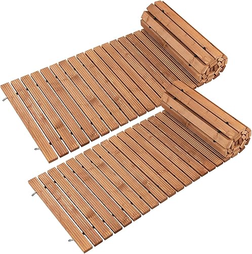 Tangkula Camino de jardín enrollable de 8 pies, pasarela recta para exteriores con alambre de acero y textura antideslizante, paseo marítimo de