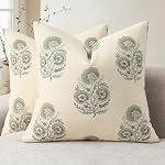 Vintage Floral Print Pillow Covers 18x18 Set of 2 Decorative Neutral Accent Throw Pillow Covers Modern Farmhouse Cushion Covers for Sofa Couch Chair Bed Living Room Home Decor, Light Brown