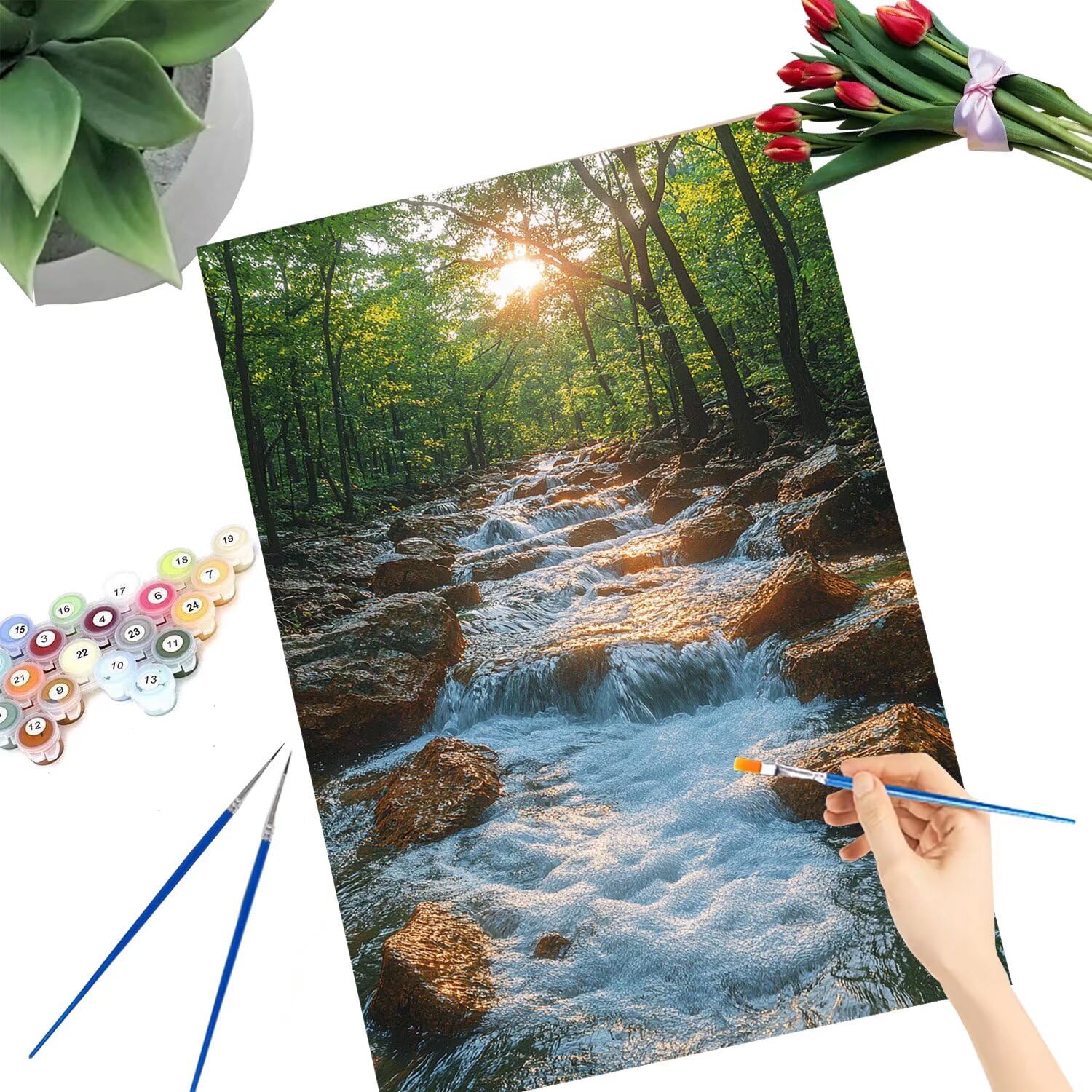 Pintar por Numeros Adultos pintar por numeros niños manualidades niños 10 años, DIY Pintar por Números de Pincel y Pintura acrílica Decoraciones para el Hogar Manualidades, sin Marco 60x80cm C-28