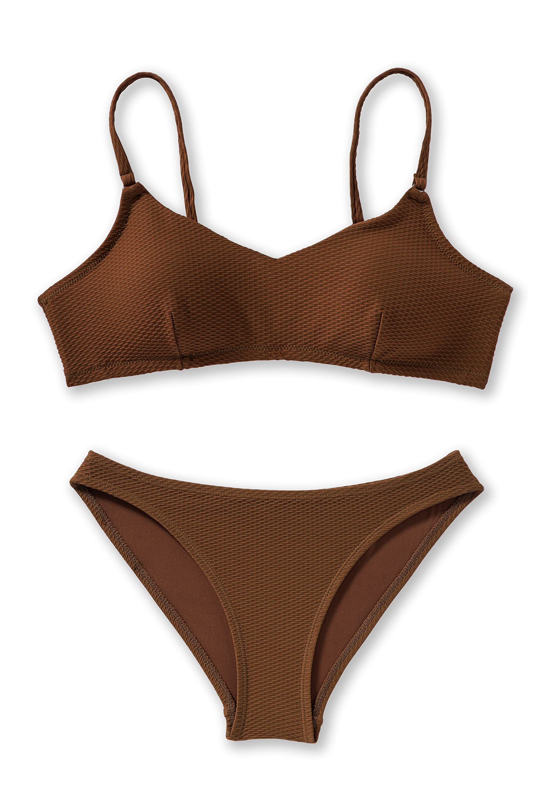 BeautikiniWomen's Swimsuits, Two Piece Swimsuit Sports Crop Top Bathing Suit Ribbed Bikini Sets for Teen Girls with Shorts