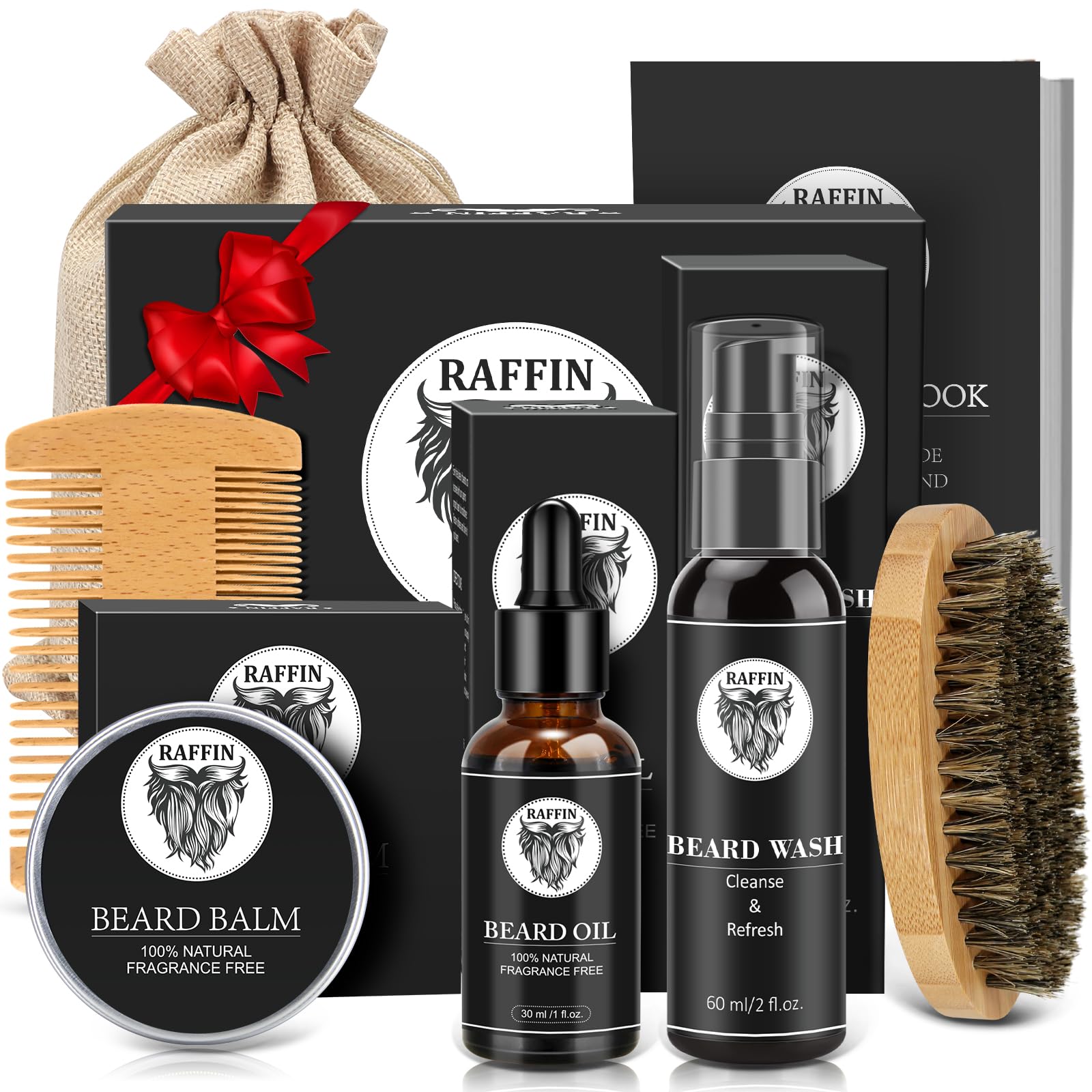 Valentines Day Gifts for Him - Beard Kit w/Beard Oil & Balm, Beard Brush & Comb, Beard Wash/Shampoo for Men's Self-care, Anniversary | Birthday Gifts for Men Husband Boyfriend Dad Son Friend Brother