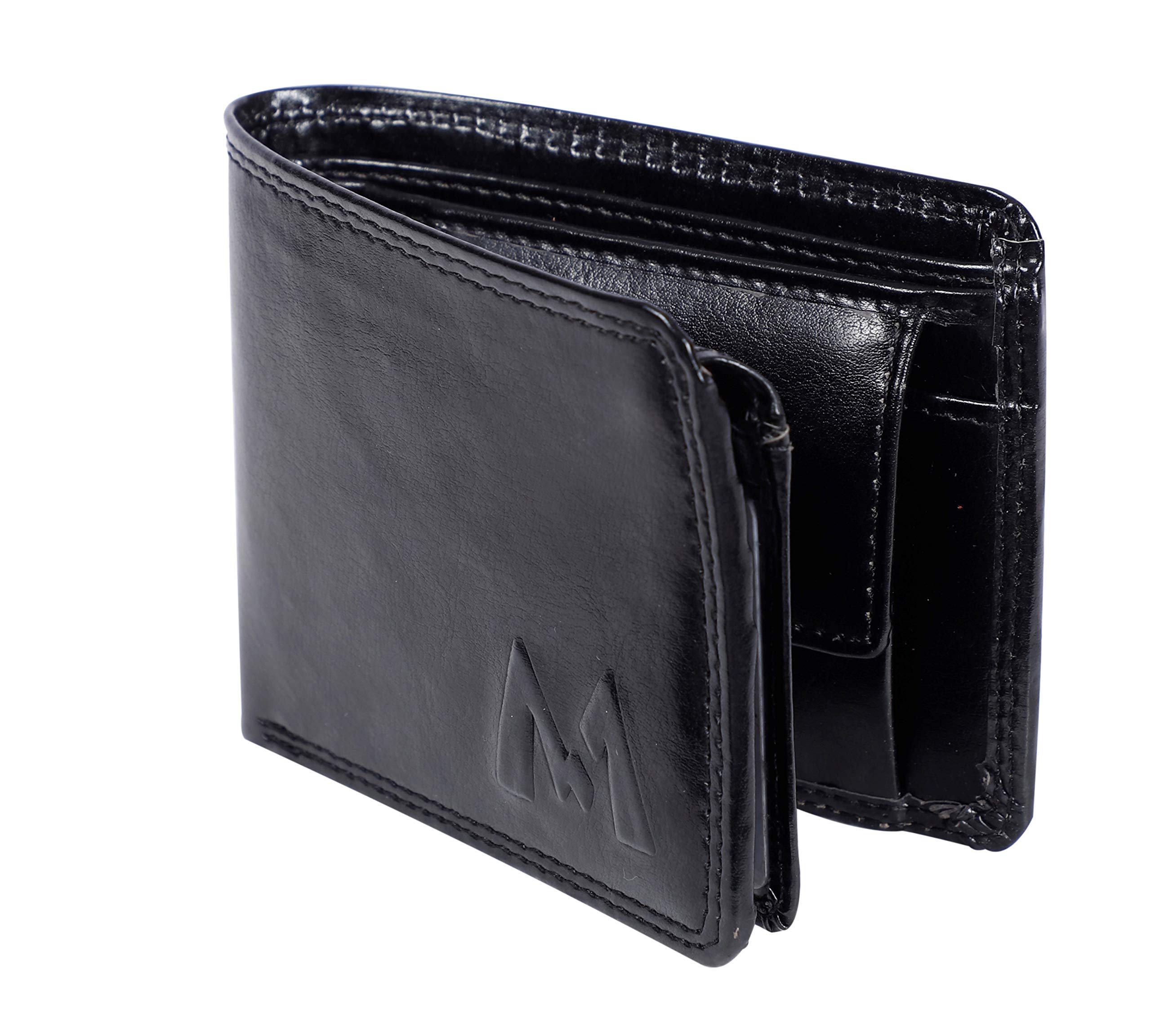 M MEDLERMen Casual Black Genuine Leather Wallet