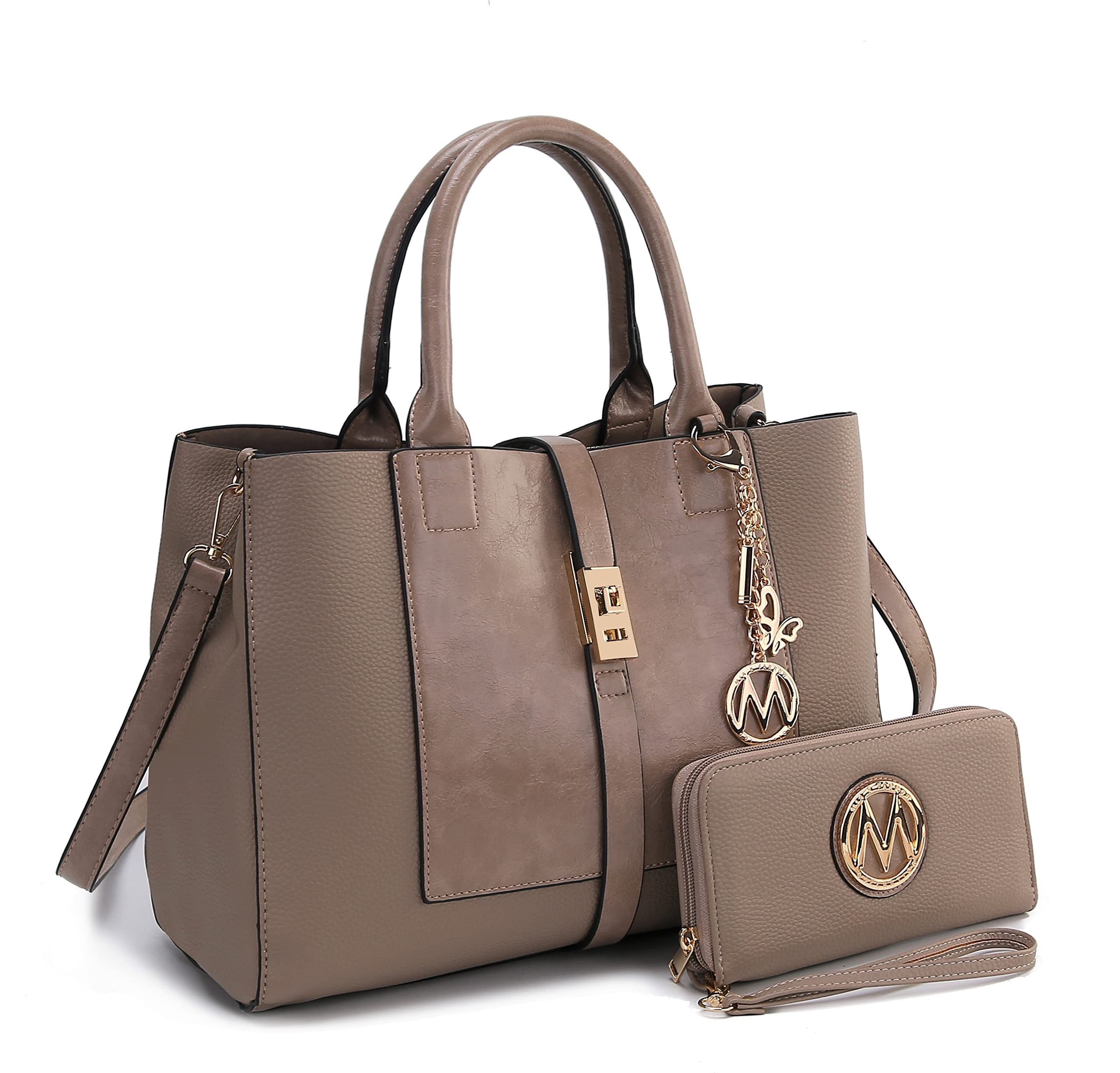 Mia K Collection Crossbody Satchel-Tote Bag for Women, Wristlet Wallet Purse Set, PU Leather Top-Handle Handbag