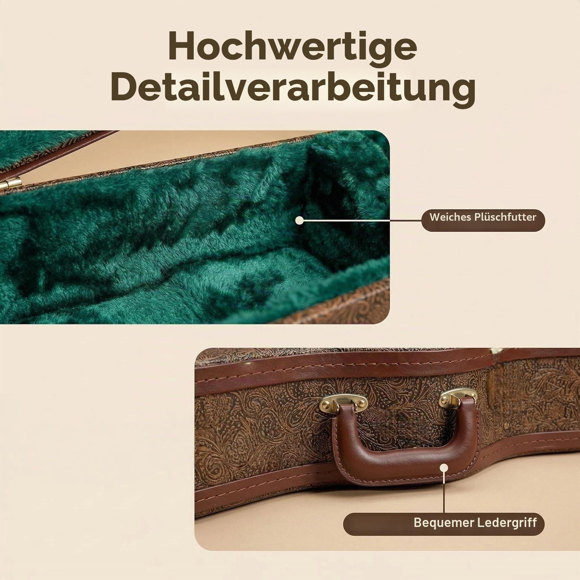 Crossrock Designer Series - Holzetui für OM/000-14 Fret Akustikgitarre - Sicherheitsschloss, Metallfüße, Stauraum- Blütenbraun(CRW530OMBQ)