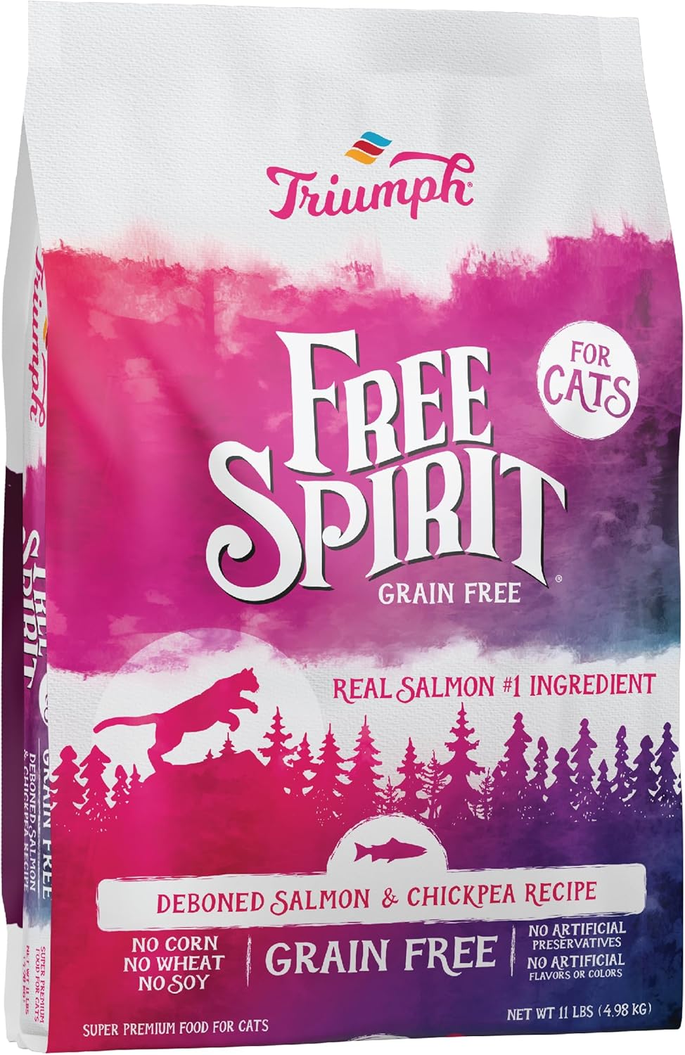 Triumph Free Spirit Deboned Salmon & Chickpea Recipe Dry Cat Food, 11lb. Salmon, Chickpea 176 Fl Oz (Pack of 1) BB04/08/2025