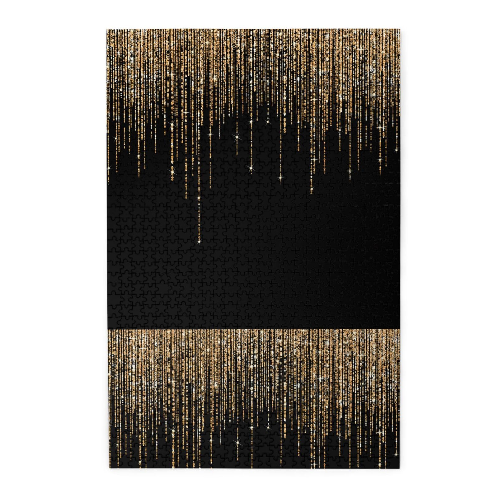 Nero Oro Scintillante Frange Glitter, Puzzle da 1000 Pezzi per Adulti Puzzle Impegnativi, Puzzle