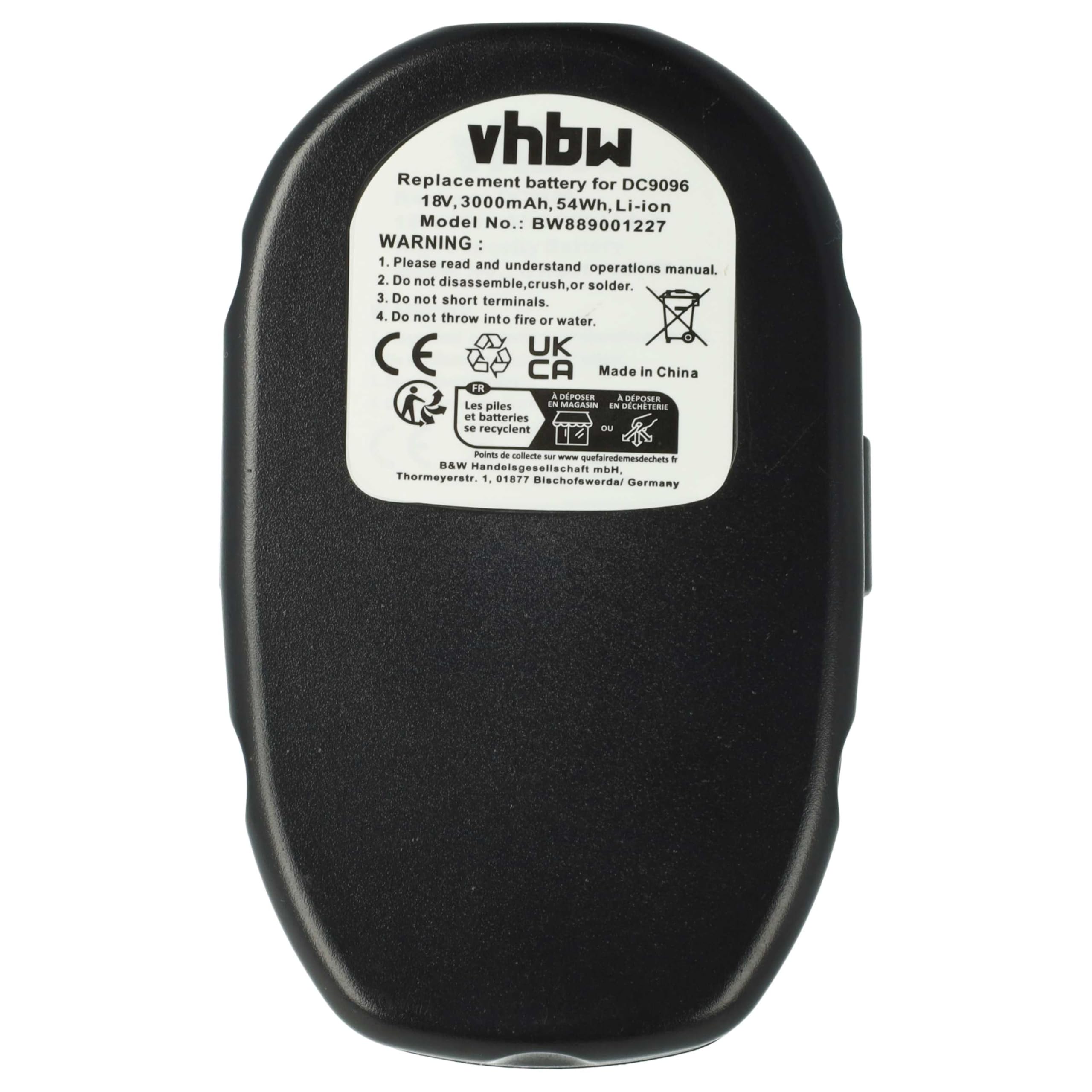 vhbw 2 x akumulator kompatybilny z Dewalt DC987KB, DC987KA, DC988, DC926KA, DC925VA, DC987, DC926VA, DC925KB narzędzie (3000 mAh, Li-Ion, 18 V)
