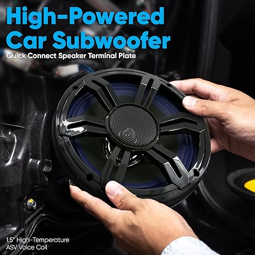 Miniatura 4 de Pyle Altavoz de audio para automóvil de 6.5 pulgadas, altavoz de subwoofer para automóvil de 150 vatios, bobina de voz única de 4 ohmios con borde
