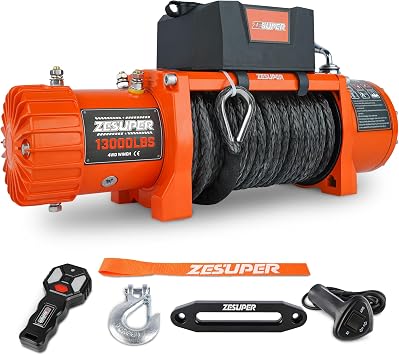 ZESUPER 13000 lb Electric Winch 12V Waterproof IP68 for Jeep Truck Trailer
