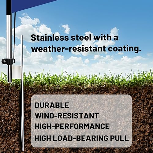 Miniatura 5 de Swooper - Kit de asta de bandera de aleación de aluminio sin viento de 15 pies para banderas de plumas de 11 pies con punta de tierrabase resistente