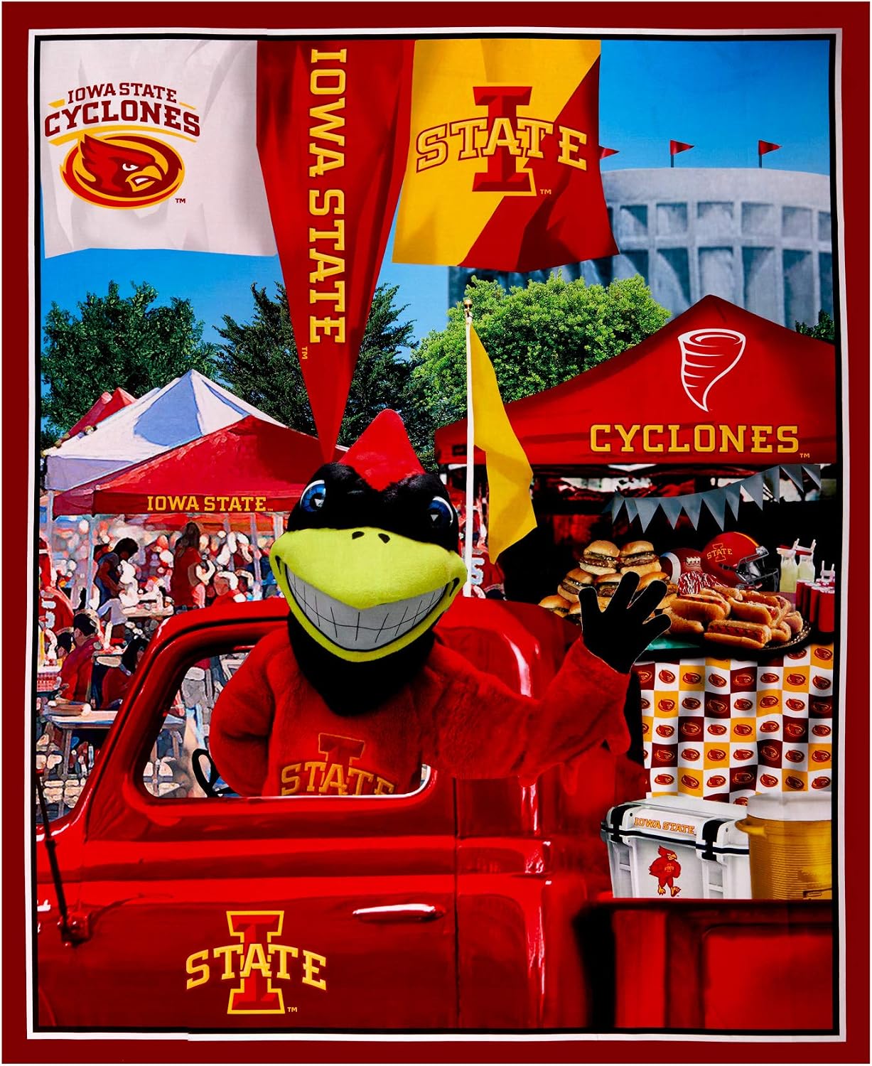 NCAA Iowa State Cyclones Digital Tailgate Cotton 36" Panel, Fabric by the Yard