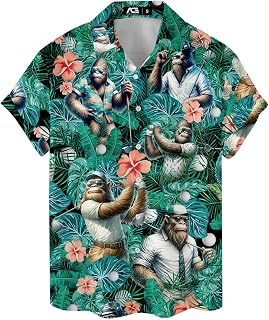 Funny Vintage Hawaiian Shirts for Men Unisex Mens Hawaiian Shirts Casual Short Sleeve Button Down Shirt Men