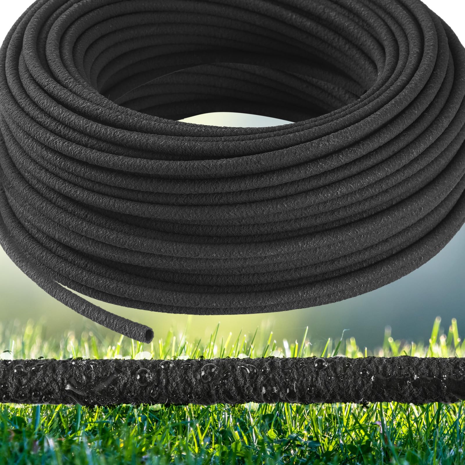 Sasylvia Manguera de remojo porosa de 1/4 pulgadas para ahorrar agua, línea de goteo, riego de jardín, tubo de riego por goteo, sistema de riego resistente para regar camas hidropónicas, color negro