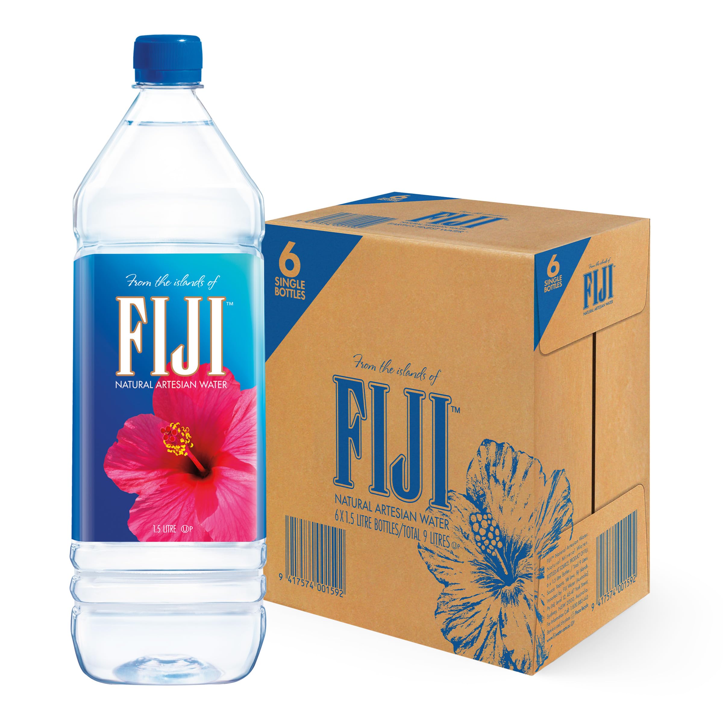 FIJI Natural Artesian Bottled Water 1.5 L (Pack of 6) - 1.5 l (Pack of 6)