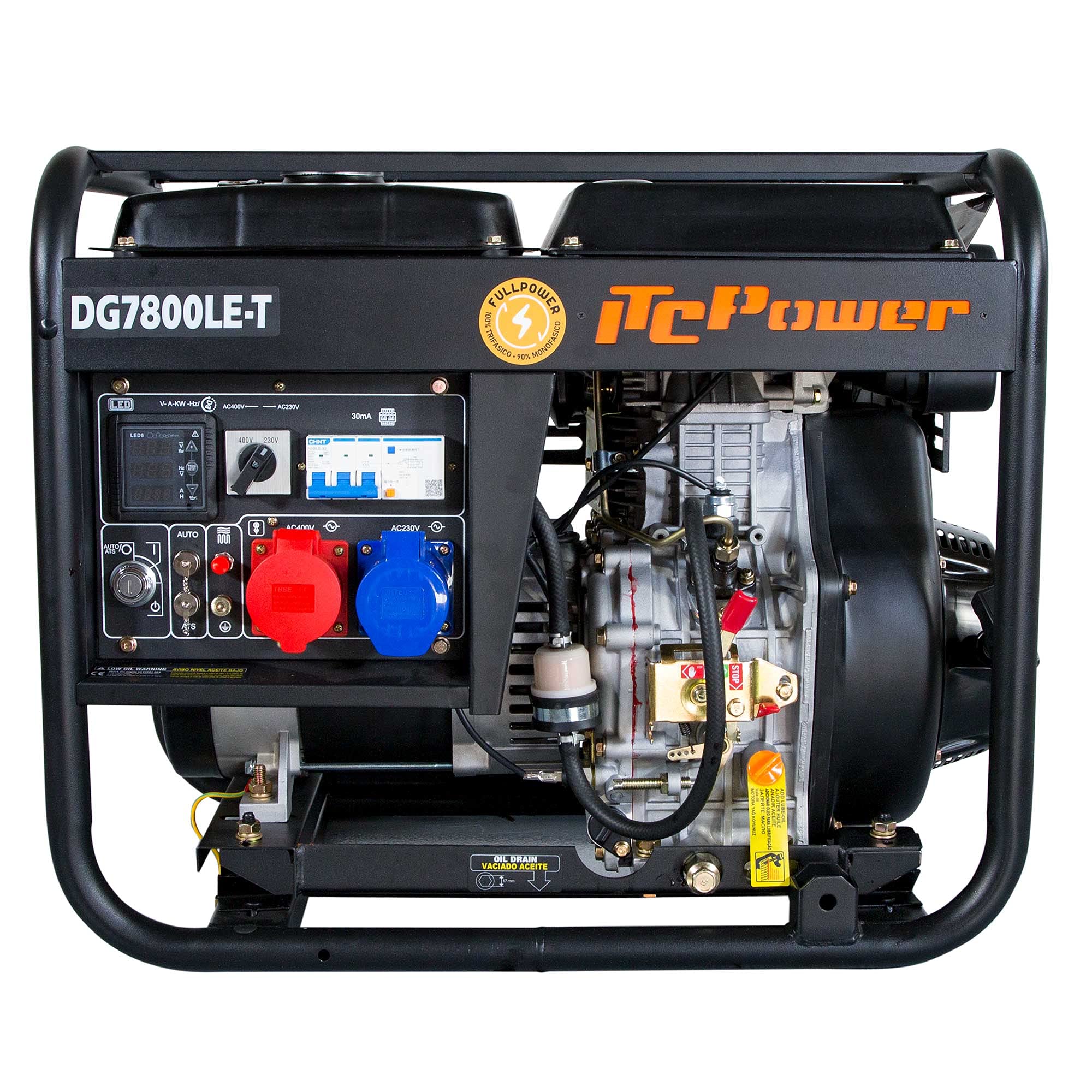 ITCPower Generador Diesel Full Power 7,5 kVA Profesional para Emergencias - Generador Diésel Trifásico 400V Estable para Obras y Empresas - Generador Eléctrico Silencioso Alta Potencia