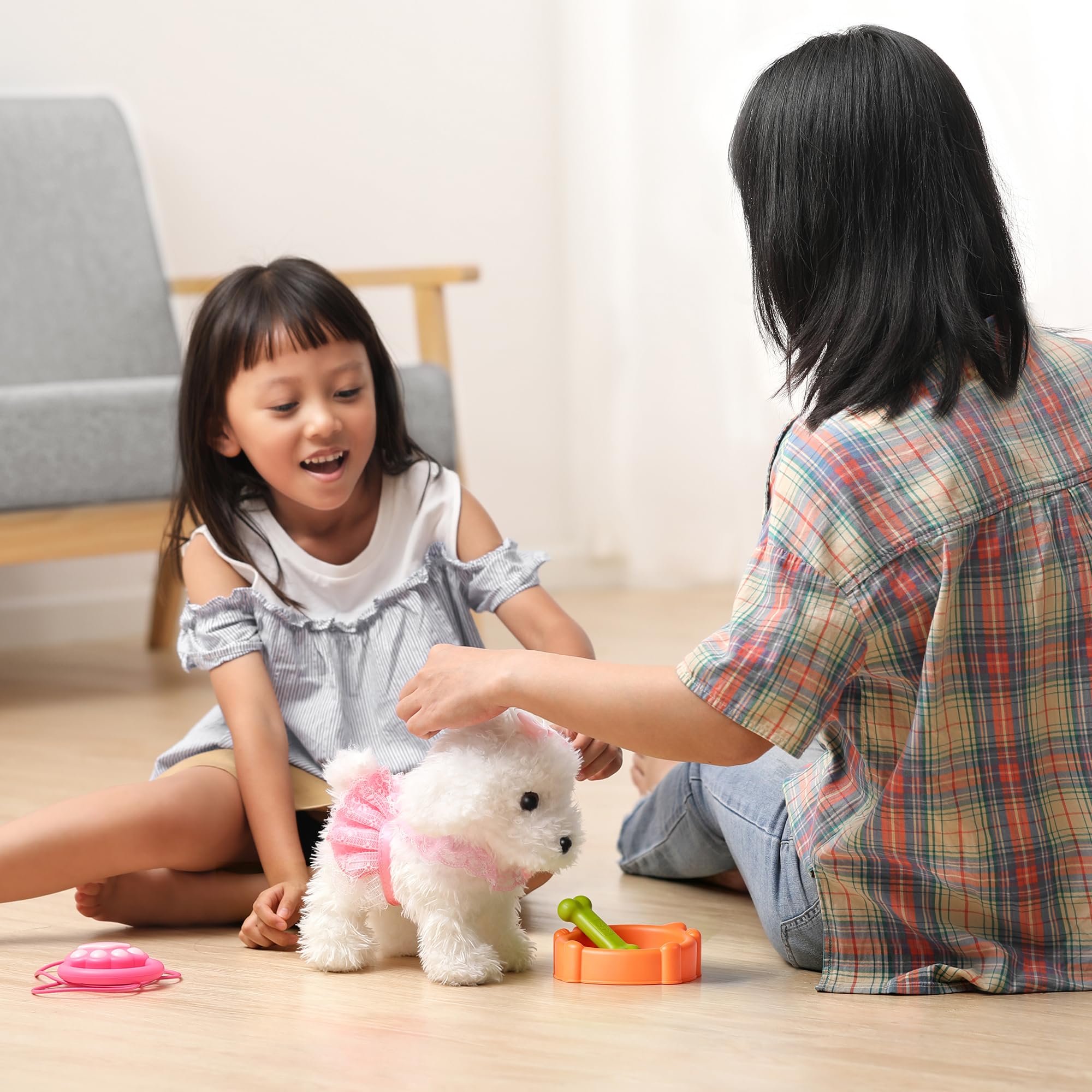 OR OR TU Control Remoto Felpa Electrónica Interactivos Juguete Perro Mascota para Niñas Caminando y Ladrando,Agitar Cola Educación Temprana Regalo de Cumpleaños para Niños 3 4 5 6+ Años