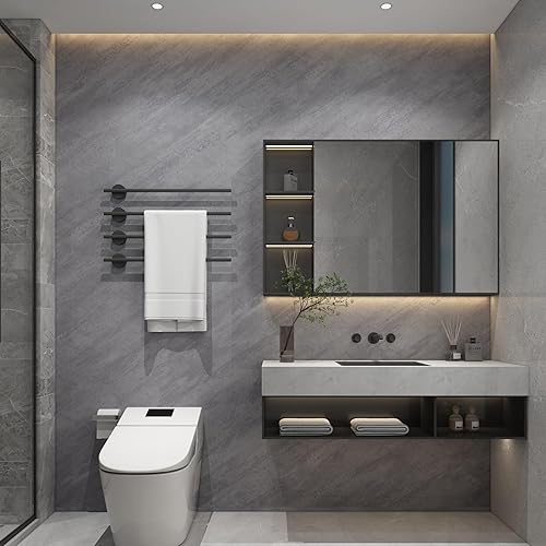 Miniatura 3 de 3YECAO Papel de contacto de hormigón gris oscuro de 16 x 118 pulgadas de grosor para encimeras, papel tapiz de hormigón gris oscuro 3D para despegar