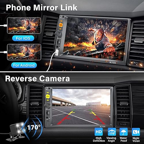 Miniatura 3 de Hexahedron Estéreo de auto doble DIN con Apple Carplay y Android Auto, pantalla táctil de 7 pulgadas, cámara de respaldo, Bluetooth, enlace de