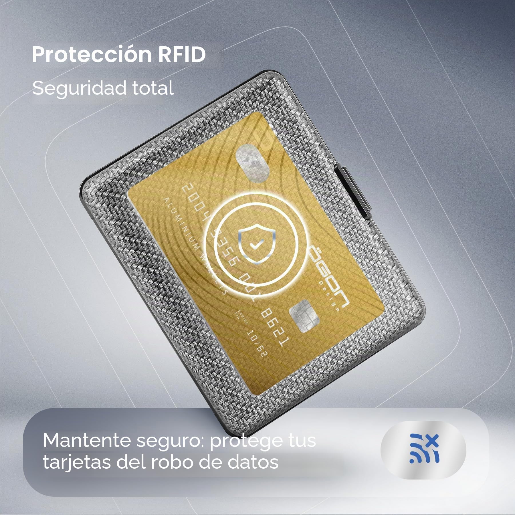 Cartera de aluminio con protección RFID. Modelo: STOCKHOLM LARGE | Compatible con DNI y carnet de conducir. Hasta 10 tarjetas, billetes y recibos. Acceso rápido.