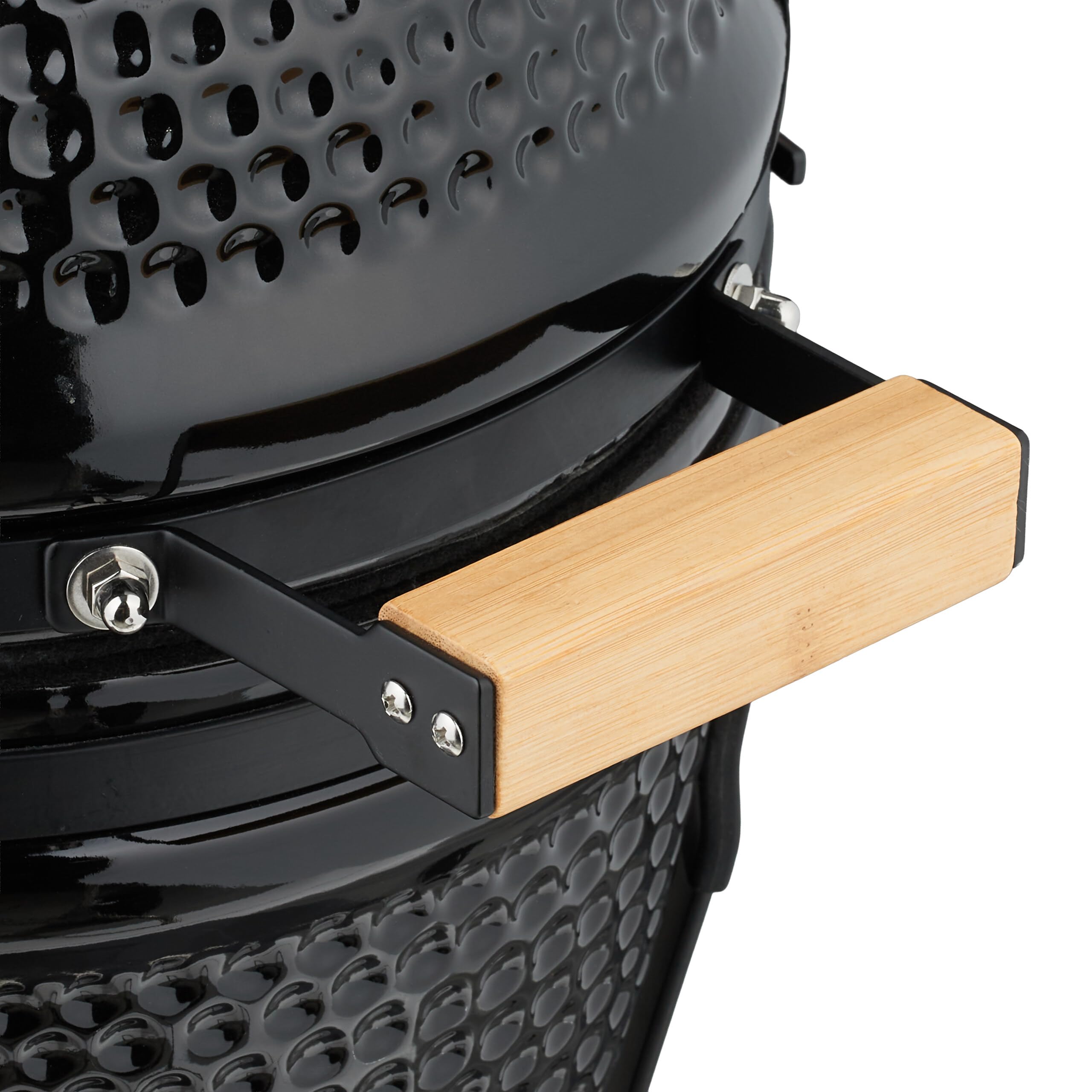 Relaxdays Kamado Grill, Ø 32 cm, Keramikgrill mit Thermometer bis 450 °C, BBQ, Grillen, Kochen & Backen, Smoker, schwarz