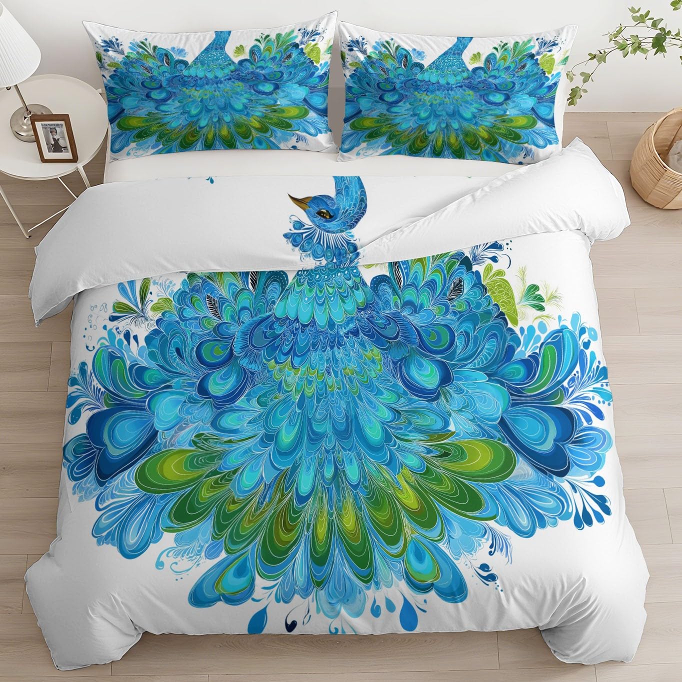 Housse de couette 240x260 cm élégante parure de lit 2 personnes blanche en microfibre douce