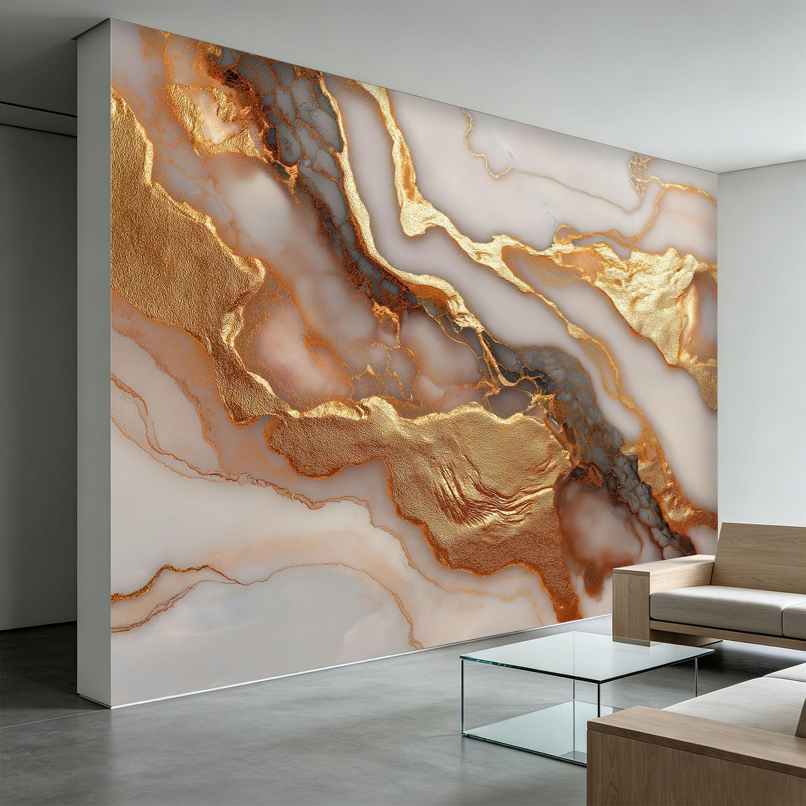 Papel pintado fotográfico de mármol dorado para pared, arte de lujo, papel pintado no tejido, moderno para salón, dormitorio, habitación infantil, decoración de pared, 250 x 175 cm