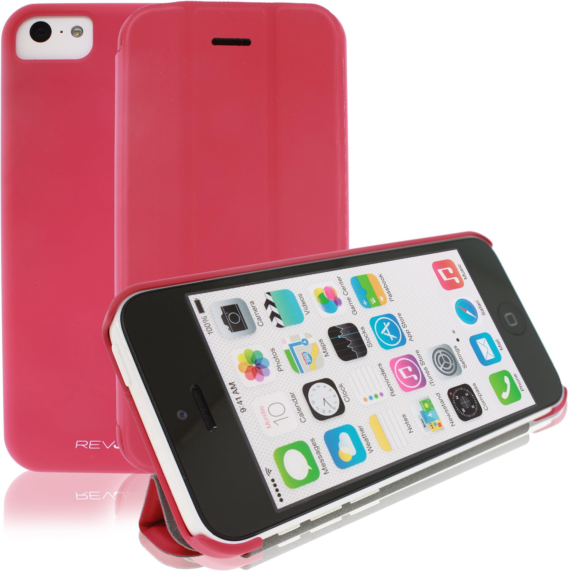 RevJams FlipBack Smart Case/Cover with Stand for iPhone 5 (Hot Pink, Iphone 5C)