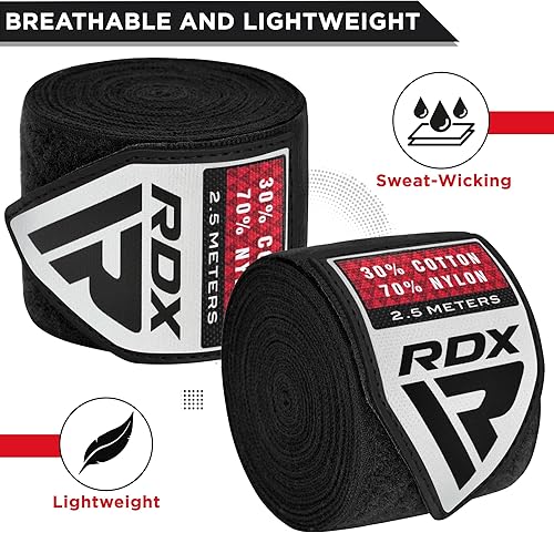 Miniatura 3 de RDX Boxing Wraps Kids 2.5M Guantes internos, Vendajes elásticos para el pulgar, Junior Under Mitts Protector de puño de mano Correas de soporte de