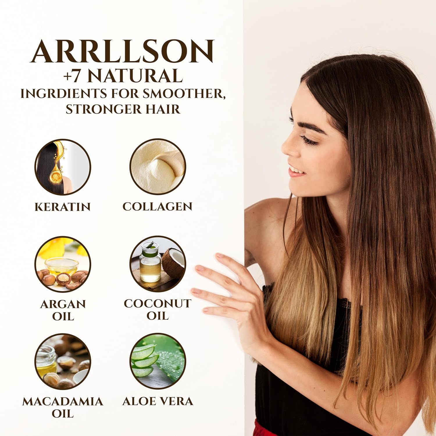 Collagen Hair Mask Keratin Treatment for Damaged Hair, Deep Conditioner for Dry Hair with Coconut and Argan Oil, Moisturizing and Hydrating Hair Mask for All Hair Types (17.6 Fl Oz)