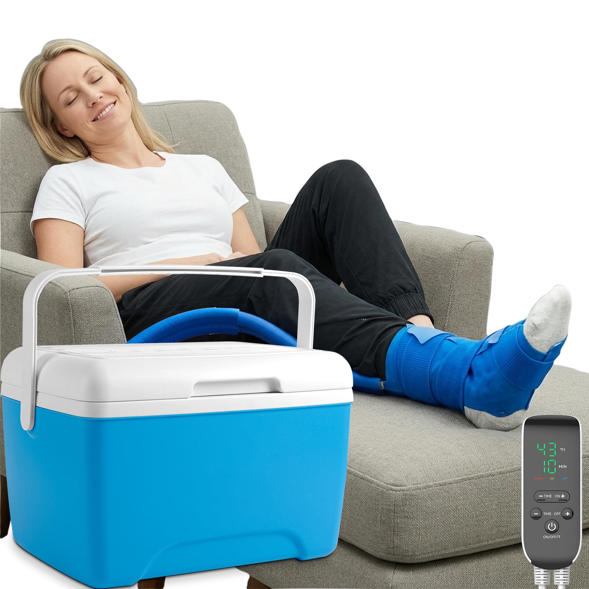 Comoda macchina per terapia del freddo con temperatura e timer regolabili, sistema di macchina per il ghiaccio per ginocchio dopo l'intervento chirurgico, dispositivo di raffreddamento a tenuta stagna