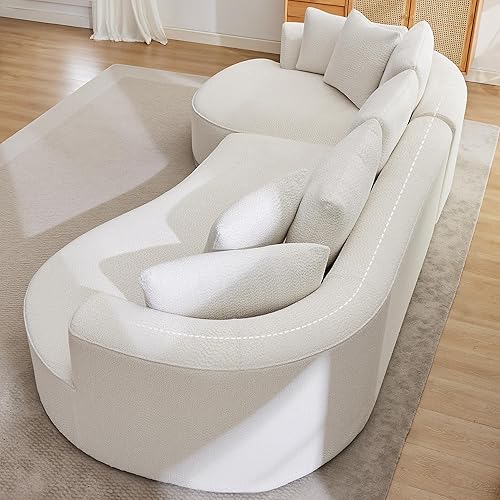 Miniatura 6 de Sofás deshuesados de gran tamaño de 124 pulgadas para sala de estar, sofá curvo seccional con 7 almohadas, sofá deshuesado en forma de L con asiento