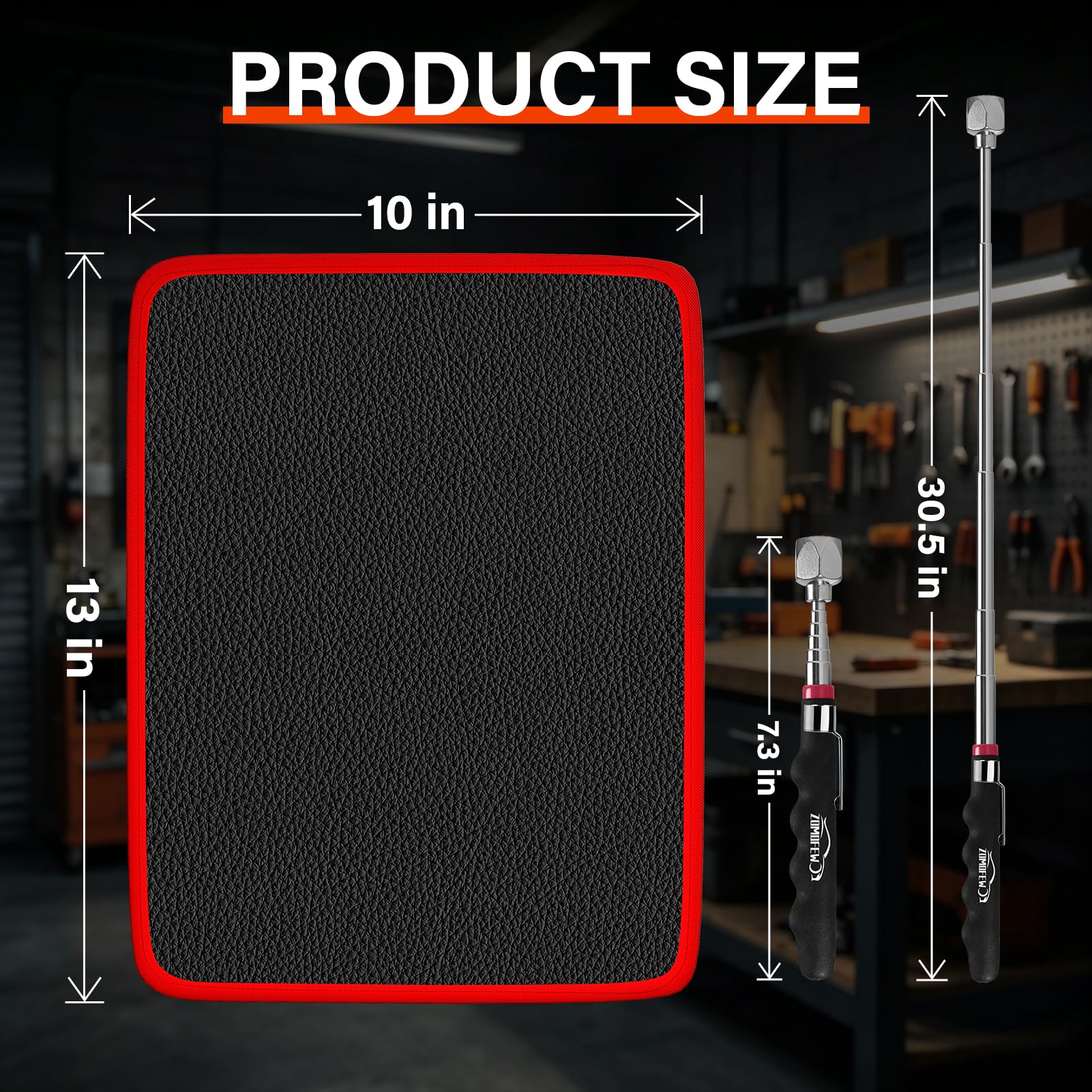 Magnetic Tool Mat with 25Lb Telescoping Magnetic Pickup Pen — Amazon image 2