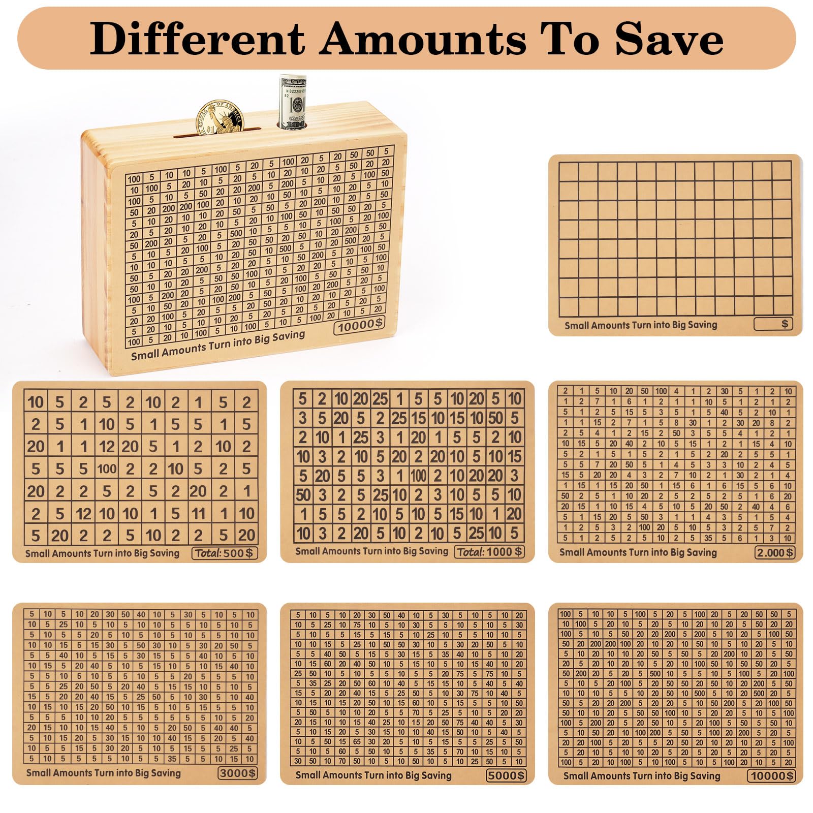 SNJHM Piggy Bank for Adults Money 10000 Saving Challenge Box Alcancias De Dinero para Adultos Money 10k Smash Box Cash Kids 10,000 Piggy Bank Boys Girls Gift