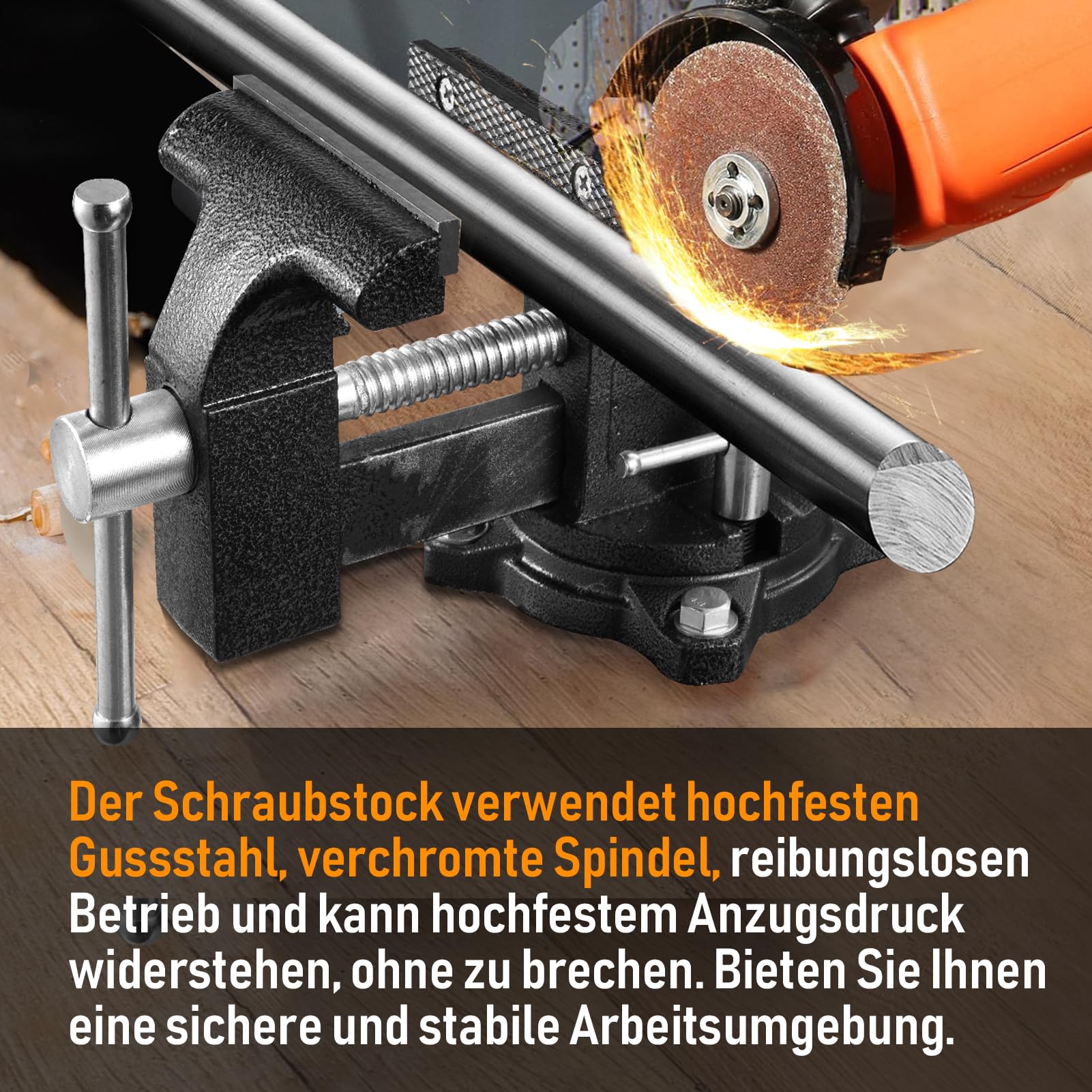 Schraubstock, 110 mm Tischschraubstock Drehbar 270°, 2 in 1 Mehrzweck Hochleistungs Schraubstock Klemmbar mit Multifunktionalen Weichen Backen für leichte Beanspruchung für Werkbank