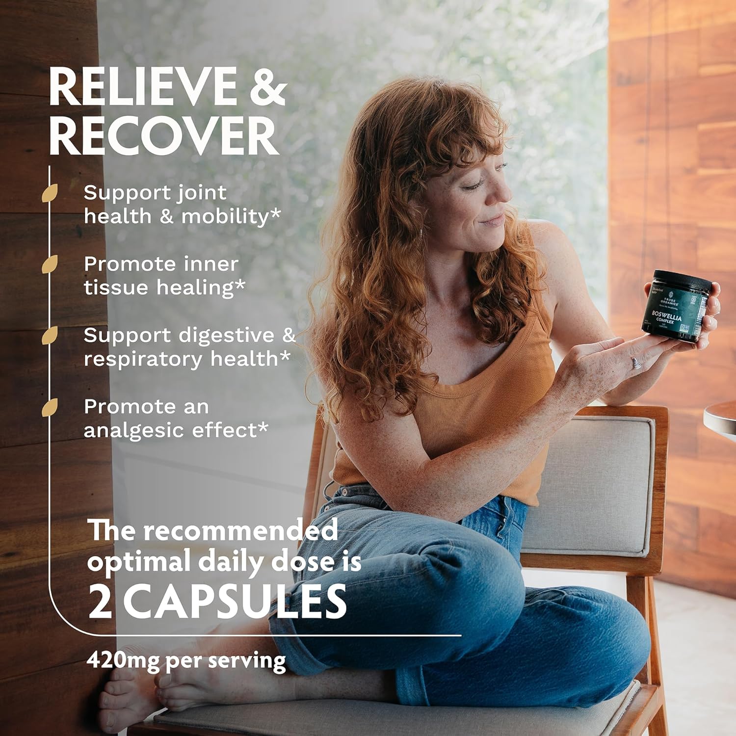 TRIBE ORGANICS Boswellia Serrata Complex Supplement for Joint Support, Muscle Relief - Vegetarian Non-GMO 120 Capsules, High Potency - Boswellin Super with Ginger Extract & Black Pepper - 420mg - Image 5