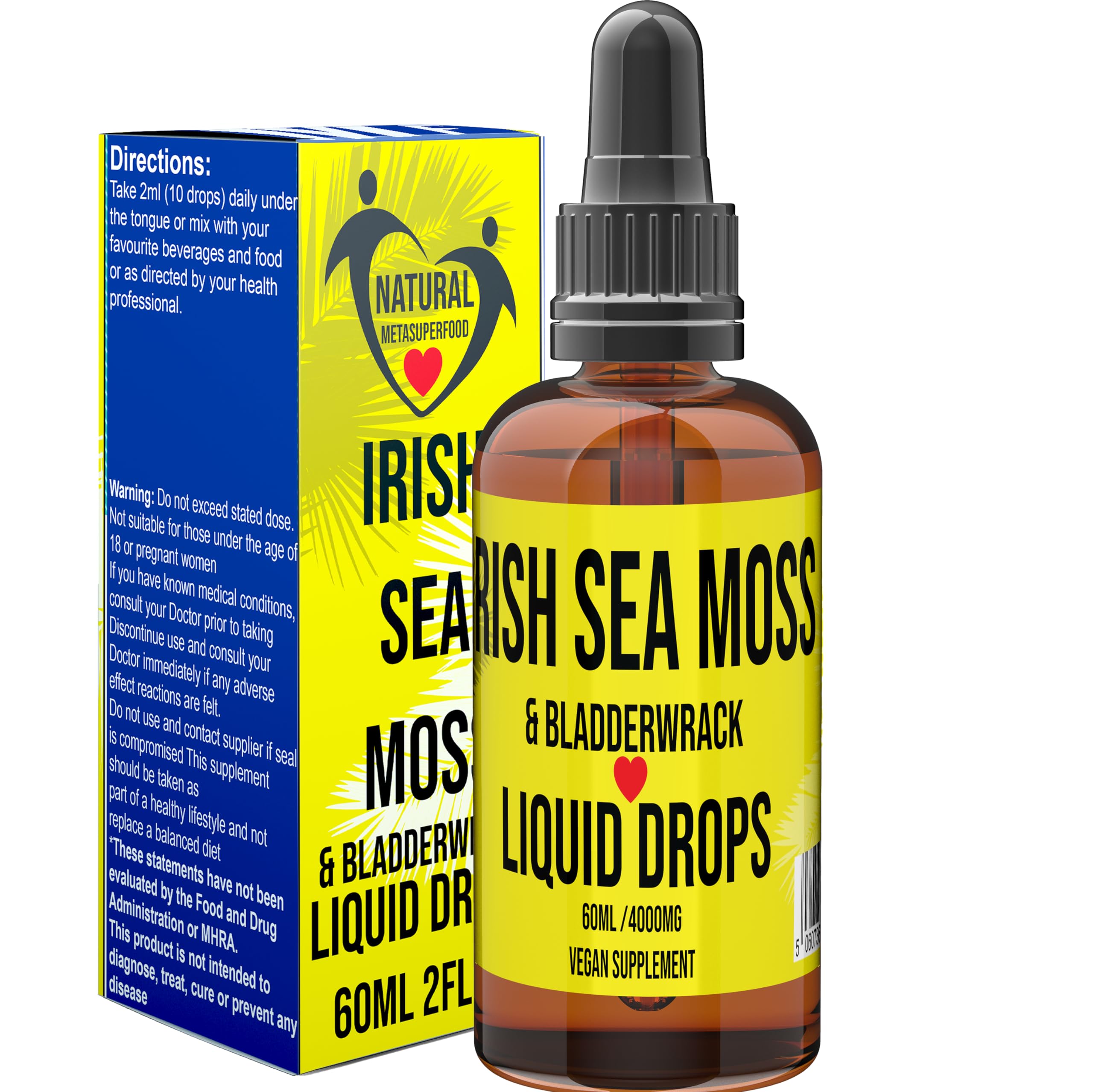 Sea Moss Liquid Drops | High Strength Sea Moss 4000 milligrams | Concentrated Max Absorption | Natural Seamoss Drops | Fast Acting