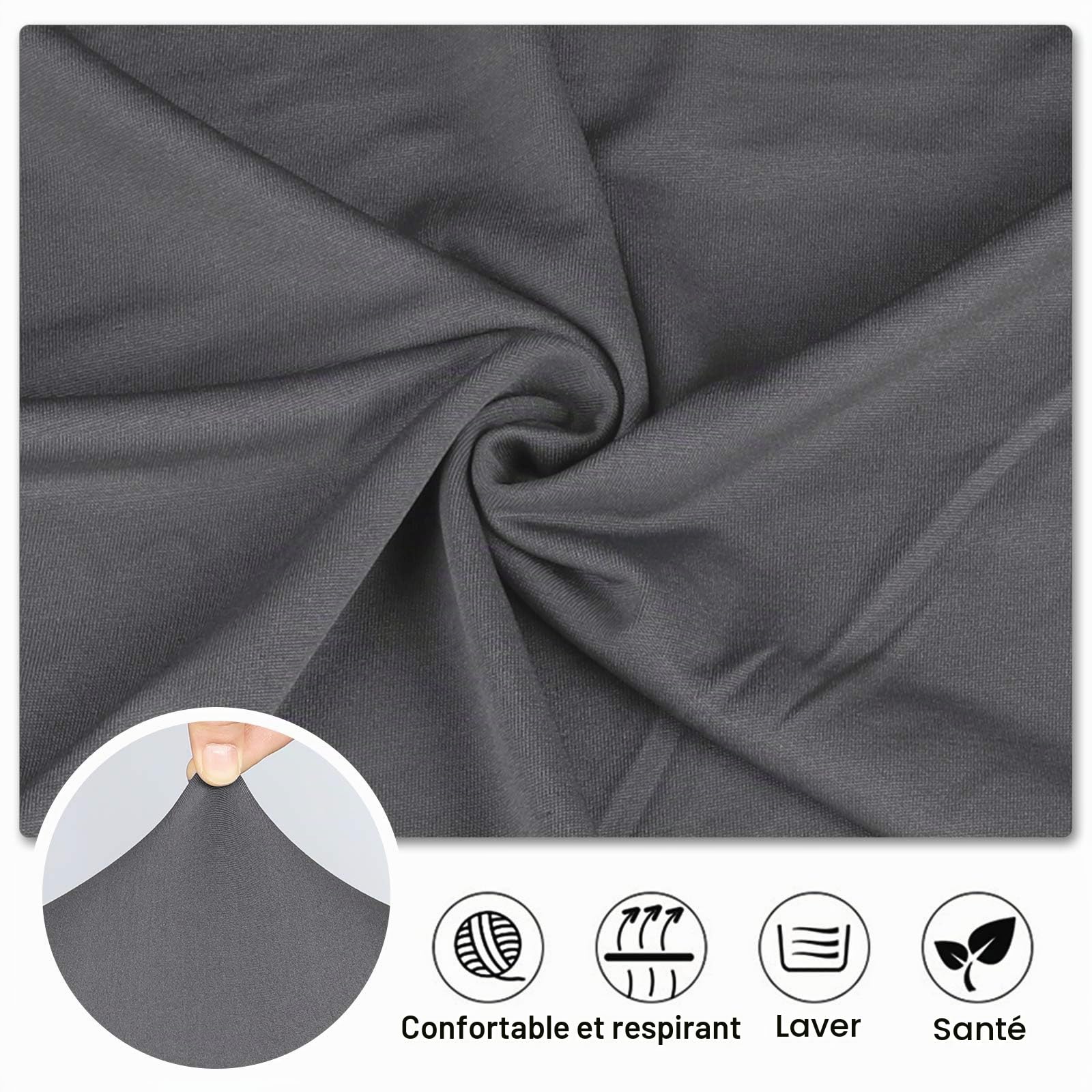 Housses de Chaise à Dossier Haut Extensibles Tissu Spandex Élastique Housse de Chaise Housse de Siège Housse Amovible pour Maison Salle à Manger Cuisine Hôtel Gris Foncé 6 Pièces