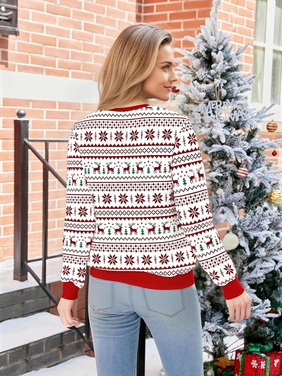 Unisex Ugly Christmas Sweatshirt Funny 3D Graphic Pullover Long Sleeve Crewneck Sweater for Women Men - Image 3