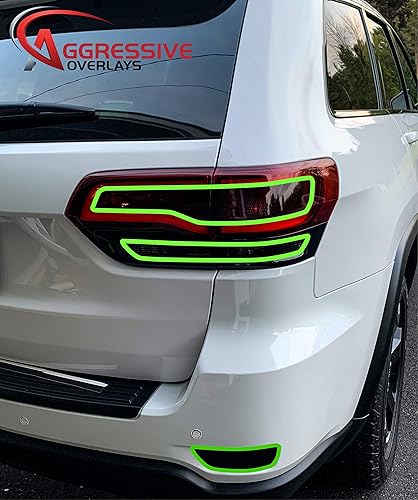 Miniatura 2 de Aggressive Overlays Compatible con Jeep Grand Cherokee 2014-2021 con película de luz trasera teñida de tercer freno ahumado oscuro