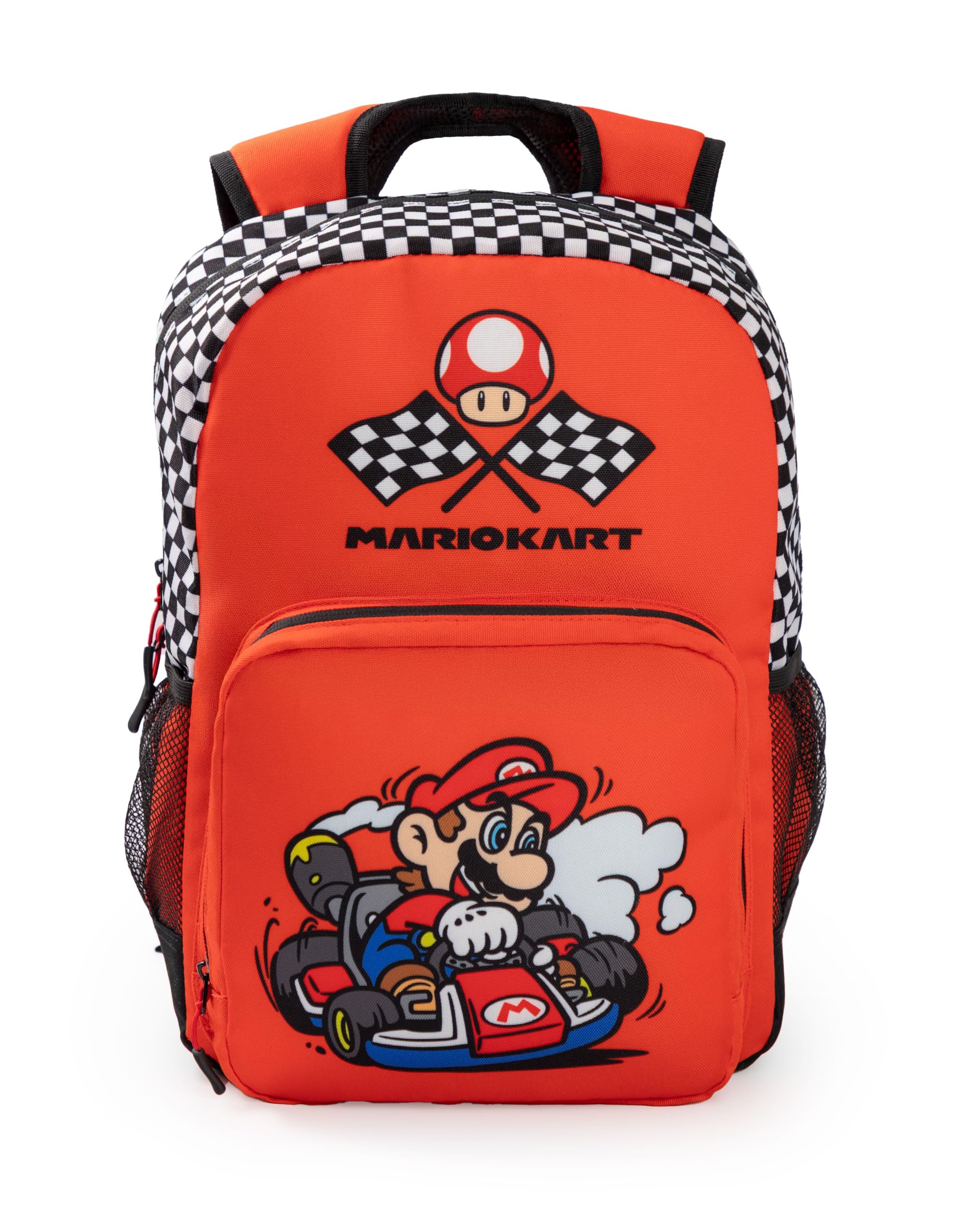 Super Mario Unisex Red Nintendo Kart Backpack | Kids School Bag For Books | Zip-Up Design | Mario Character | Back To School Essentials | Kids Gaming Merchandise