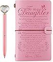 PRSTENLY Daughter Gifts from Mom Leather Journal with Heart Diamond Pen Set, 140 Page Refillable Journal Notebooks Graduation Christmas Birthday Mothers Day Gifts for Daughter from Mom