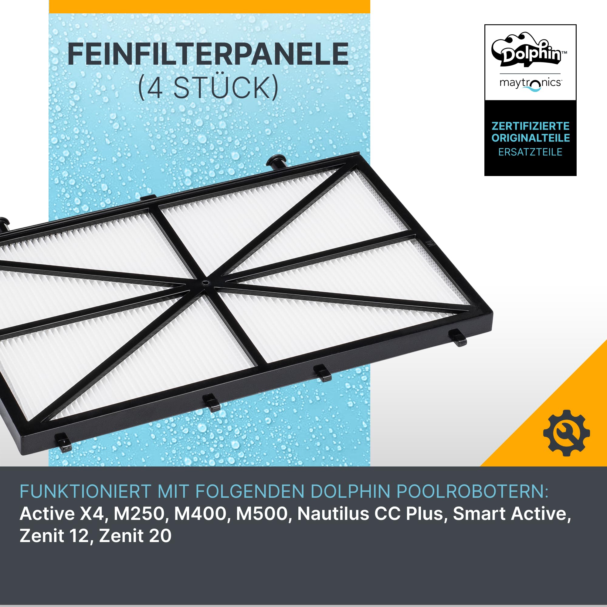 Dolphin Original-Ersatzteil - Feinfilterpanele (4 Stück) - Teilenummer 9991432-ASSY