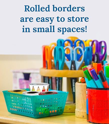 Miniatura 6 de Schoolgirl Style Bordes de tablón de anuncios en color negro, blanco y elegante, 36 pies de bordes rectos para tablón de anuncios, pizarra blanca y