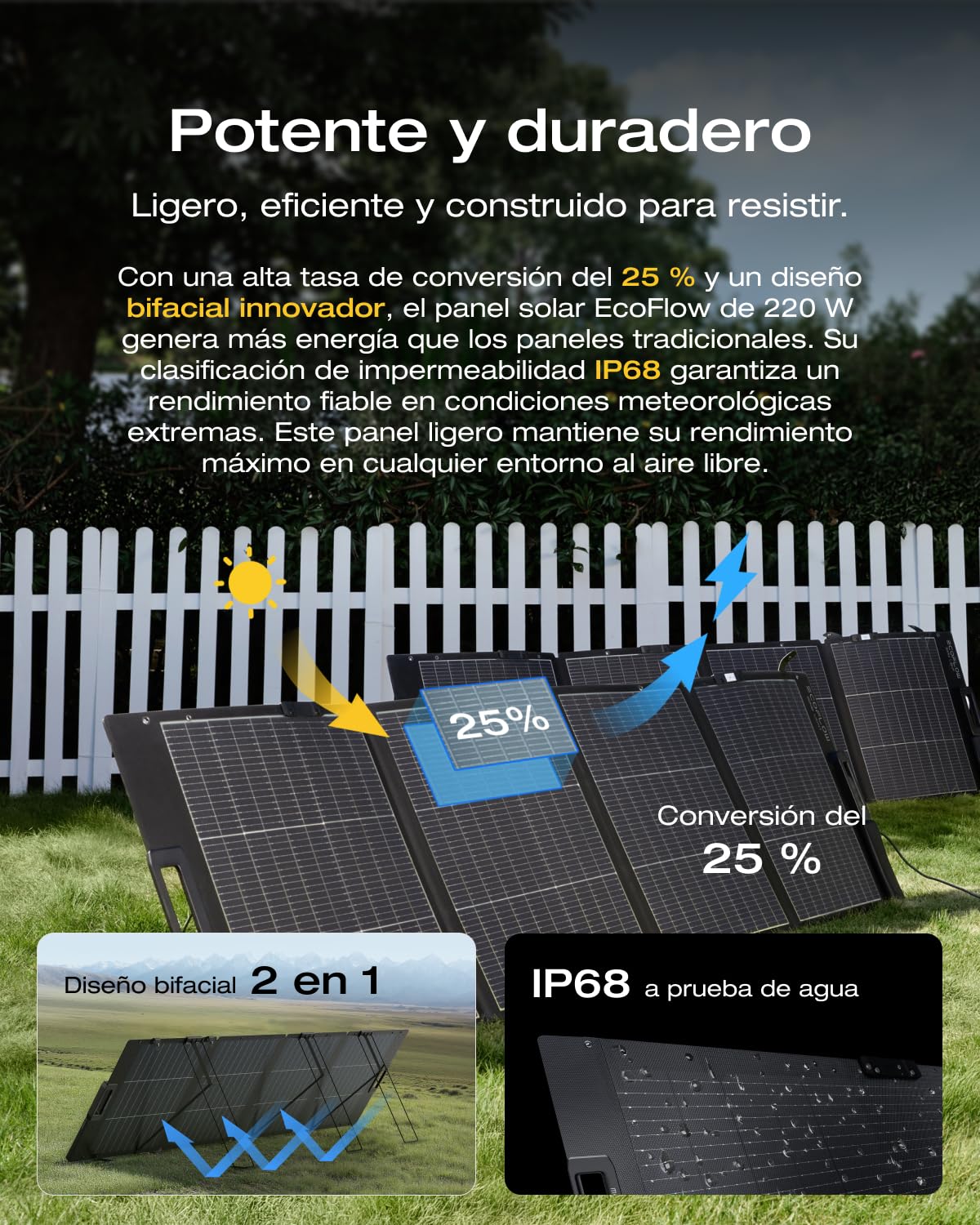 Generador Solar EF EcoFlow Delta 3 Plus 1024 WH con Panel Solar de 220 W | Entrada 1000 W, batería LFP, estación de energía portátil para doméstica, emergencia
