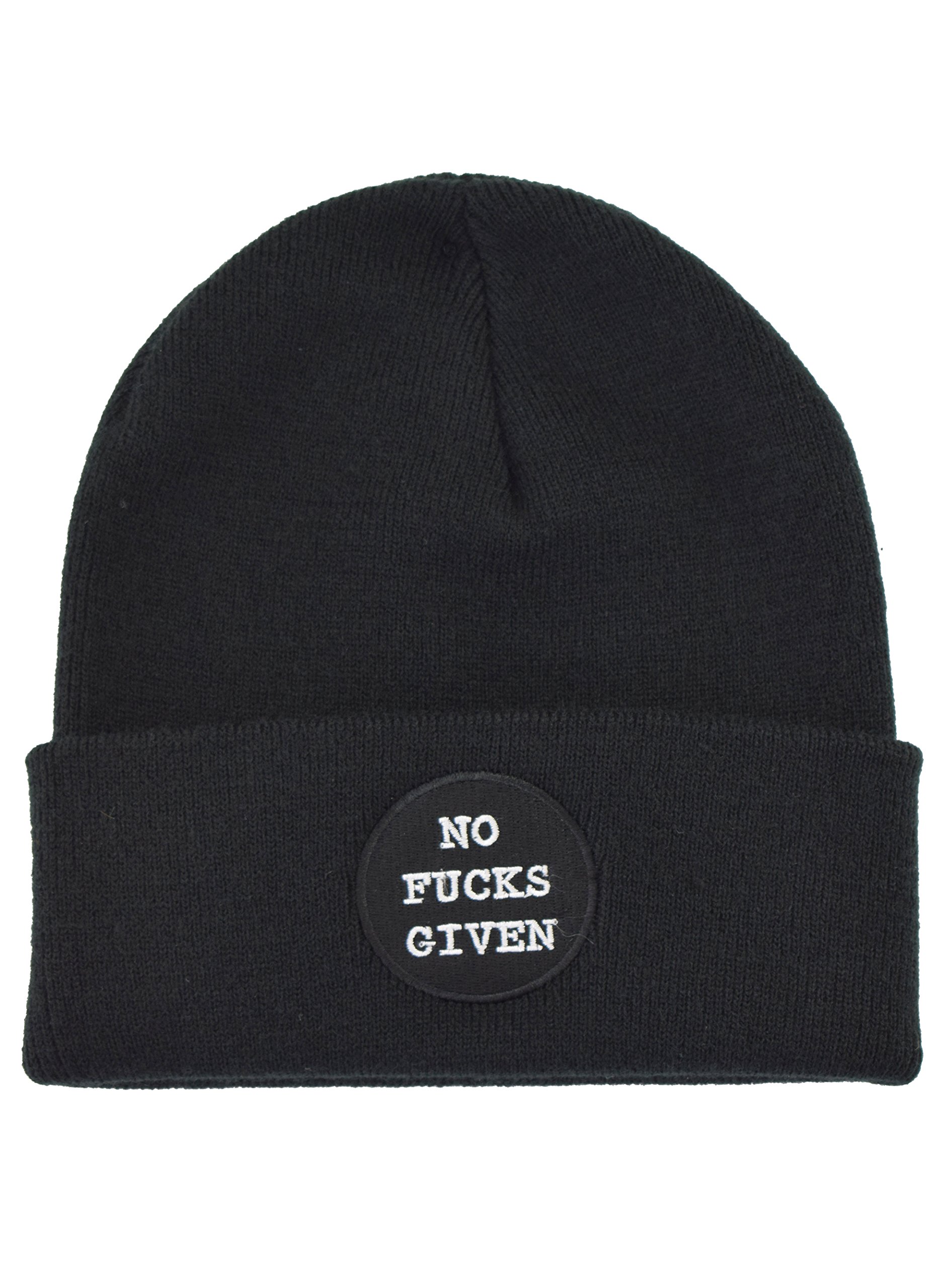 Nostalgic Clothing Black No F Cks Given Embroidered Slogan Knitted Beanie Hat
