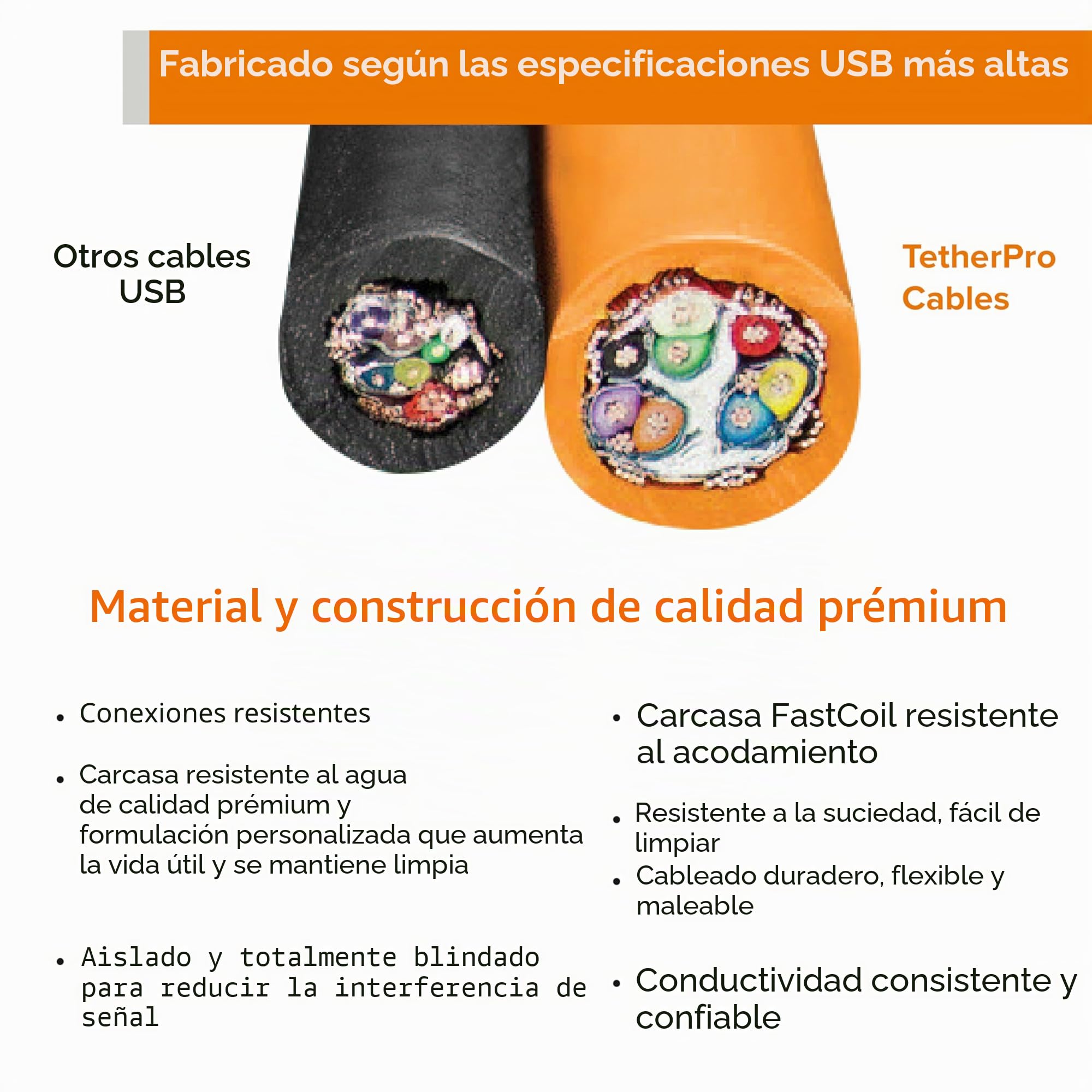 Tether Tools TetherBoost Pro USB-C Core Controller Extension Cable - Extensión para Cable USB-C (Naranja)