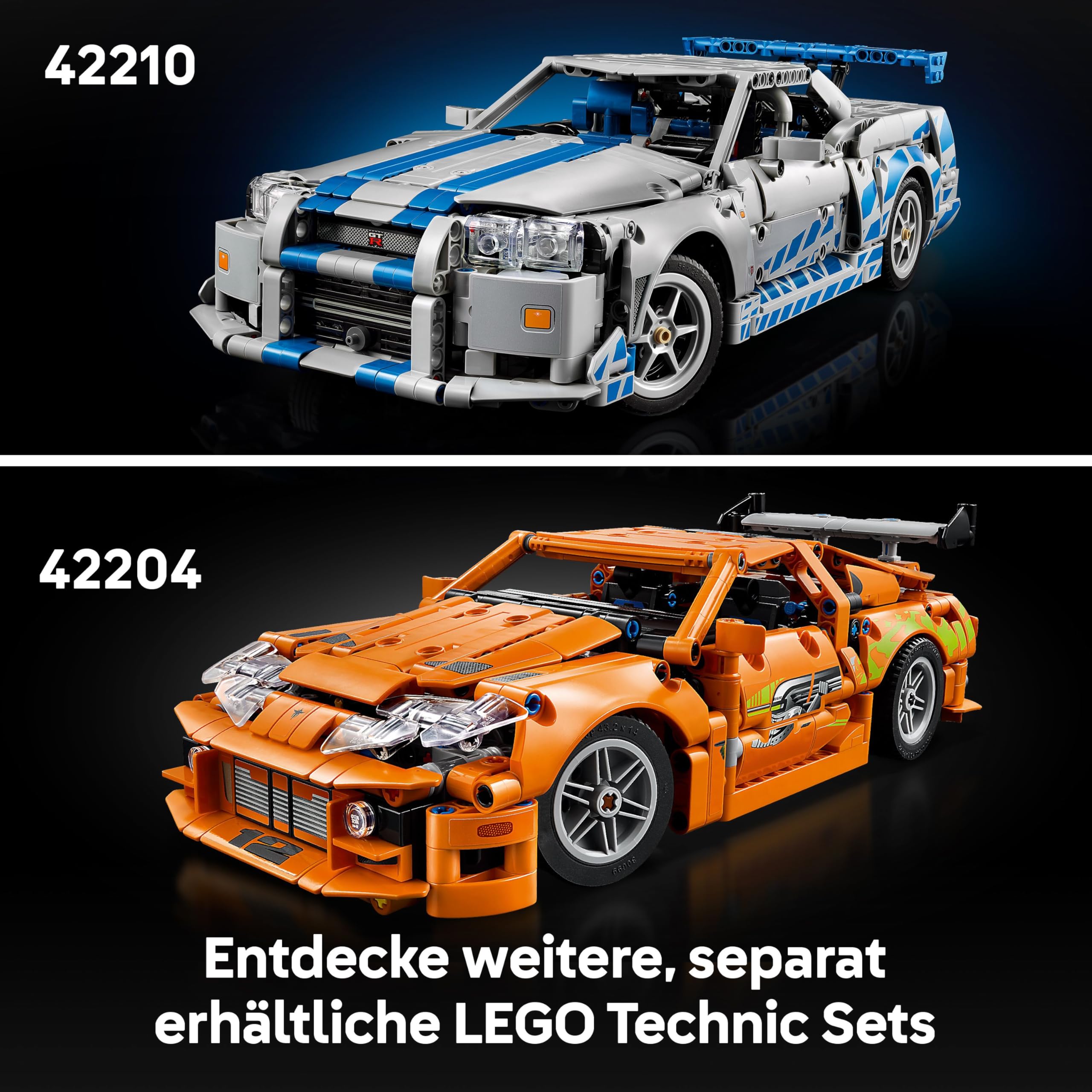 LEGO Technic 2 Fast 2 Furious Nissan Skyline GT-R (R34) Flitzer - Automodell für Erwachsene - mit Driftfunktion, Lenkung, Federung und 6-Zylinder-Motor - Sammlergeschenk für Fans - 42210