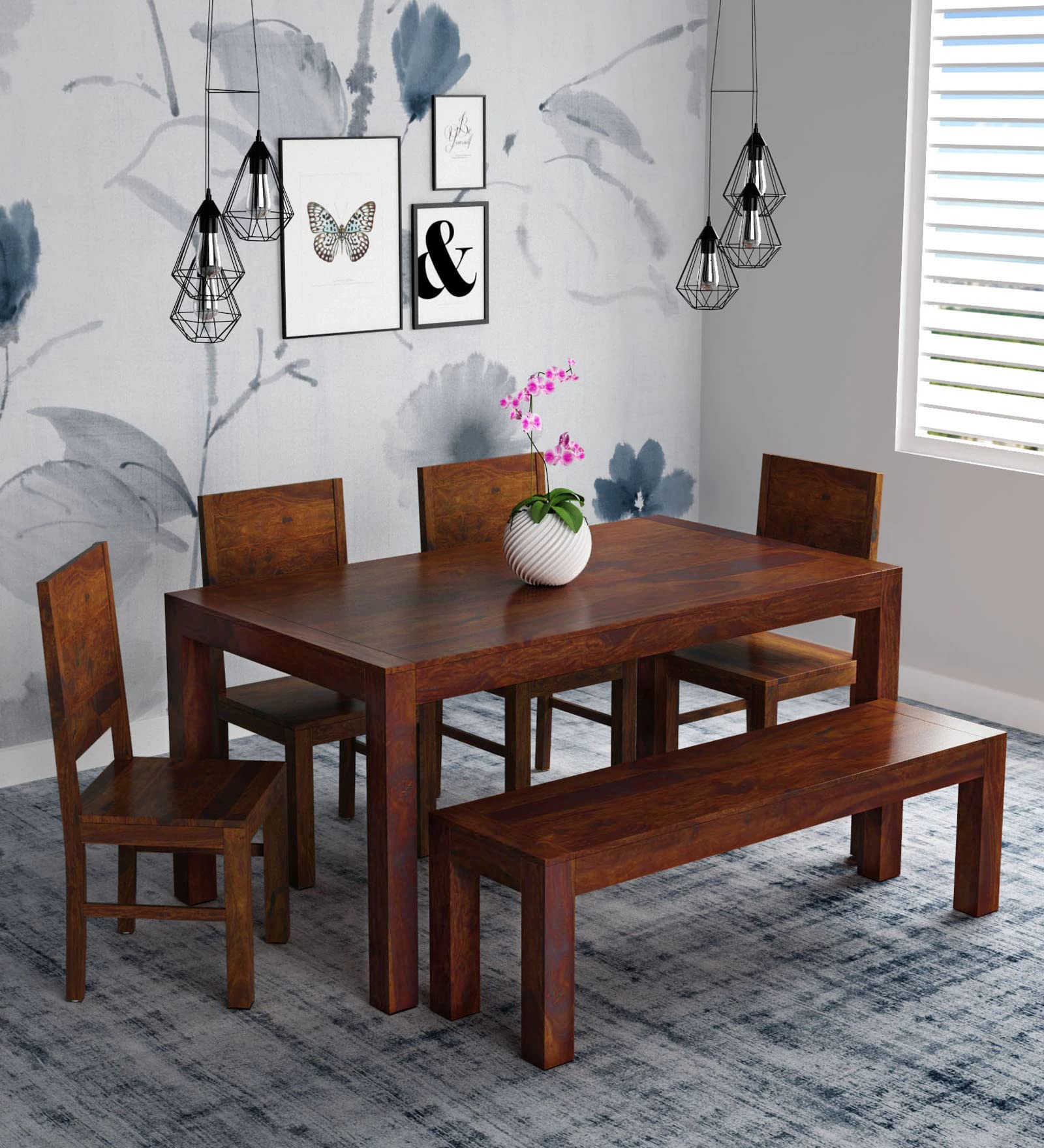 KD FURNITURES Dining Table 4 Seater with Chair Dining Table Set