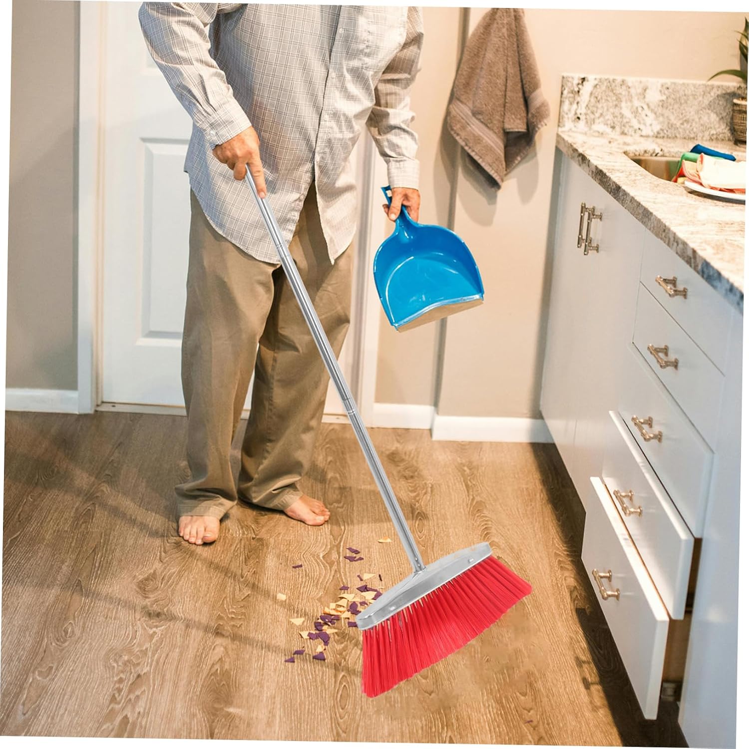 Angle Broom with Metal Handle Efficient Pet Hair Cleaning Broom for Home and Office Use Soft Bristle Design for Scratch Sweeping Easy Maintenance