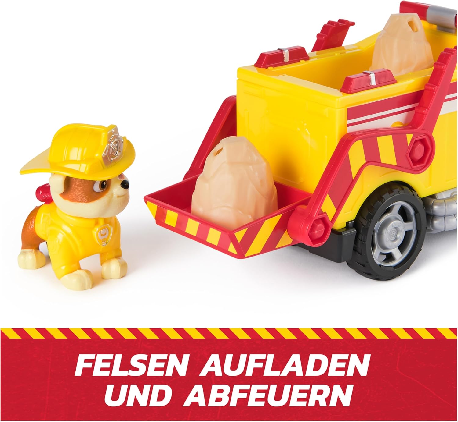 Paw Patrol Fire Rescue Rubble Dump Truck with Character, Bullets and Truck Toy, Toys for Boys and Girls, 3+ Years
